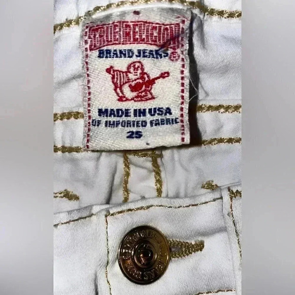 True religion “Serena” skinny white and gold jeans 25 - Picture 4 of 5